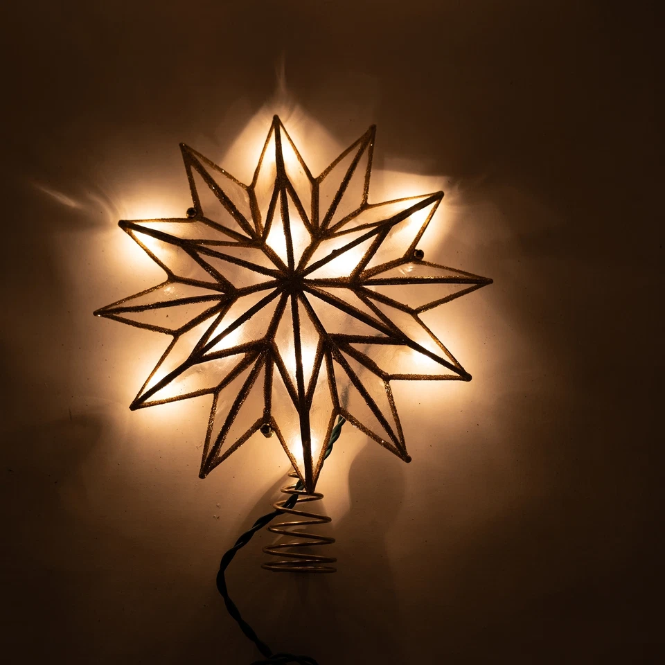 Copa de árbol de Navidad Kurt S. Adler Capiz Gold Star 12 puntos, 9" Foto 2 de 4