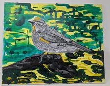 Bird In Nature - Canvas - Oil Pastel/Paint - 20" x 16" - Original Piece
