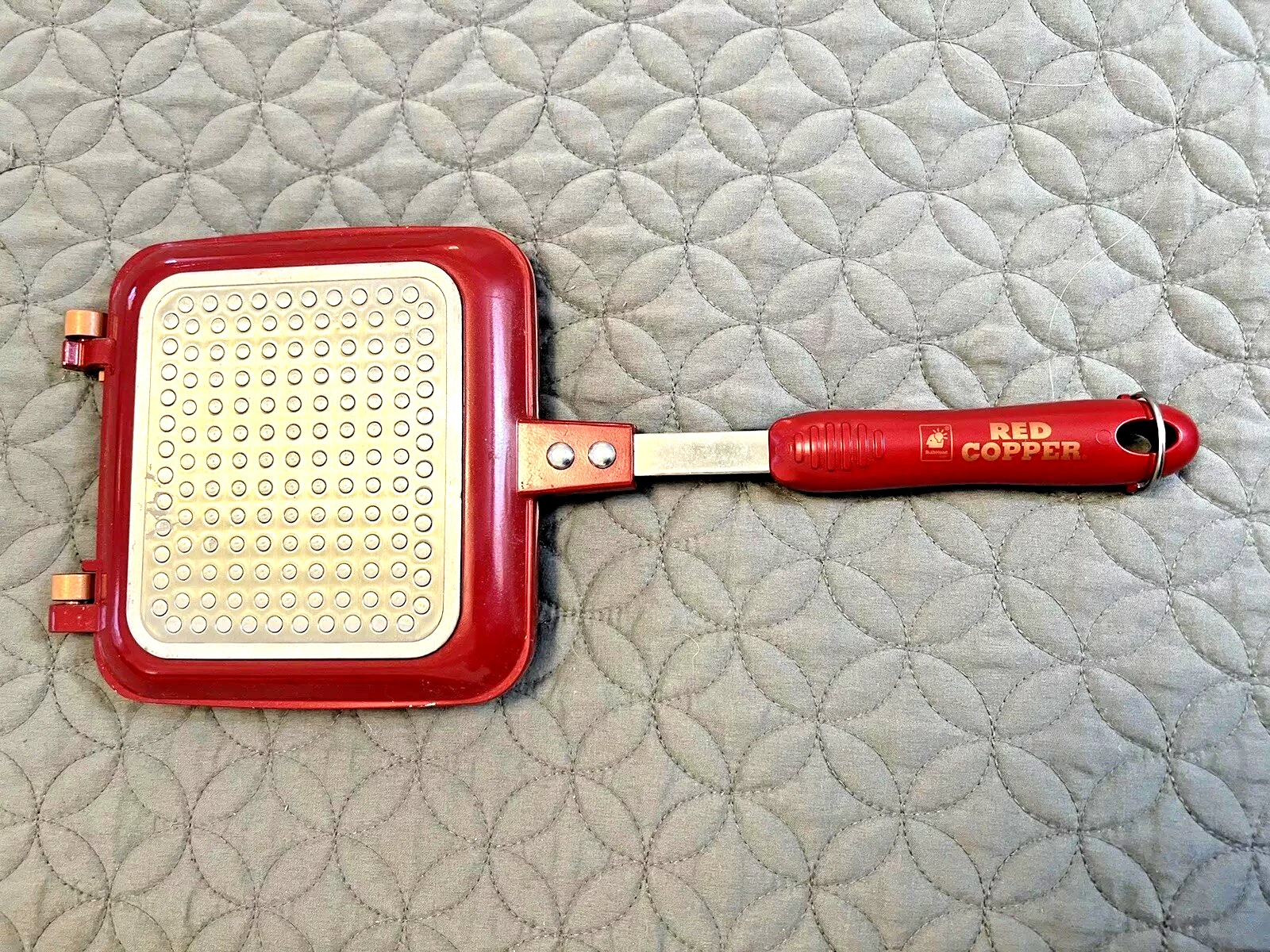 Red Copper Flipwich Non-Stick Panini Sandwich Maker 6"x6" Stovetop VTG