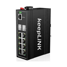 keepLiNK 10-Port Industrial Gigabit PoE Switch, Managed with 8 PoE+@130W, 2 S...