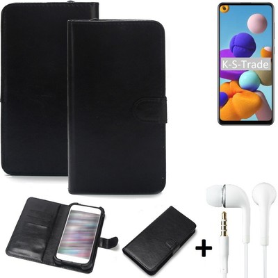 Handy Hülle Wallet Case für Samsung Galaxy A21s + kopfhörer Handy Schutz Hül