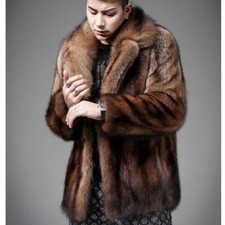 Cappotto visone invernale uomo visone pesca visone pelliccia collo più spesso caldo pelliccia cappotto nuovo