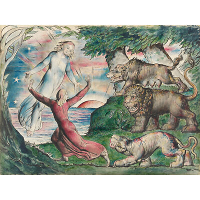 William Blake Dante Running From The Three Beasts extra großes Kunstposter