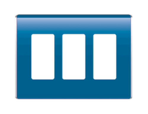 On Q PASS & SEYMOUR 3-GANG STUDIO WANDPLATTE, CYAN Dekorateur flach blau - Bild 1 von 1