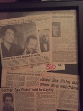 Sex Pistols /Sid Vicious Death/ Nancy's Murder. Framed Set of News Clippings