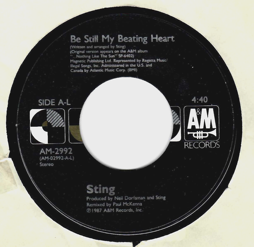 45RPM, STING ' BE STILL MY BEATING HEART ' M- ' VG+ SLEEVE ' ROCK - Picture 3 of 4
