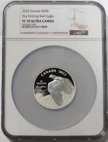 2023 SILVER CANADA $30 VANTAGE POINT BALD EAGLE 2 OZ NGC PF 70 UC