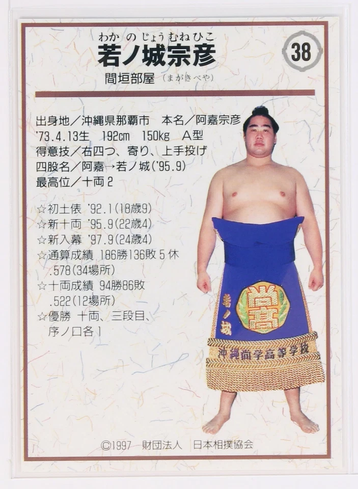 WAKANOJO MUNEHIKO - 1997 BBM Sumo Wrestling Trading Card - Image 3 of 3