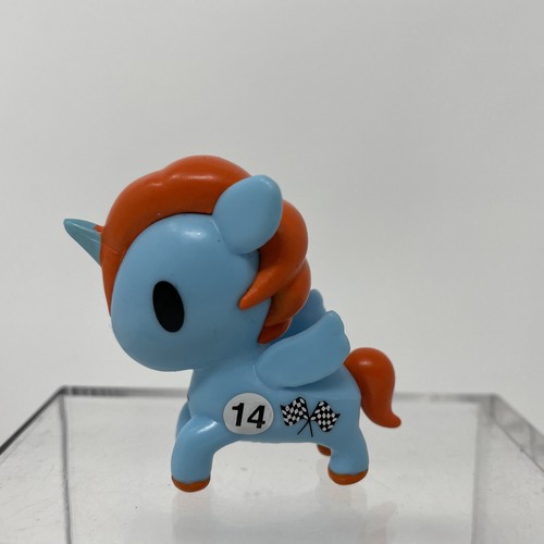 Tokidoki Neon Star Blue & Orange LeMans Unicorno Vinyl Figure w/ Race Flags - Picture 10 of 12