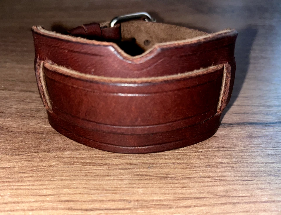 Cinturino orologio trench militare 18mm pelle marrone scuro fatto a mano WW1 WW2 - Immagine 2 di 3