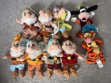 Disney Store Seven Dwarfs Plush Set Mini Bean Bag Snow White COMPLETE w/ Tags