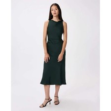 QUINCE WASHABLE STRETCH SILK MIDI FOREST GREEN NWT MEDIUM
