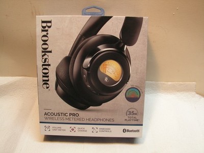 Brookstone Acoustic Pro Wireless Metered Headphones 35 Hours Bluetooth NEW