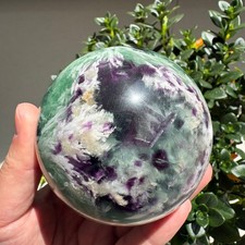 Natural Feather Fluorite Sphere 2.2 Pounds 3.3 Inches Crystal Healing Ball Decor