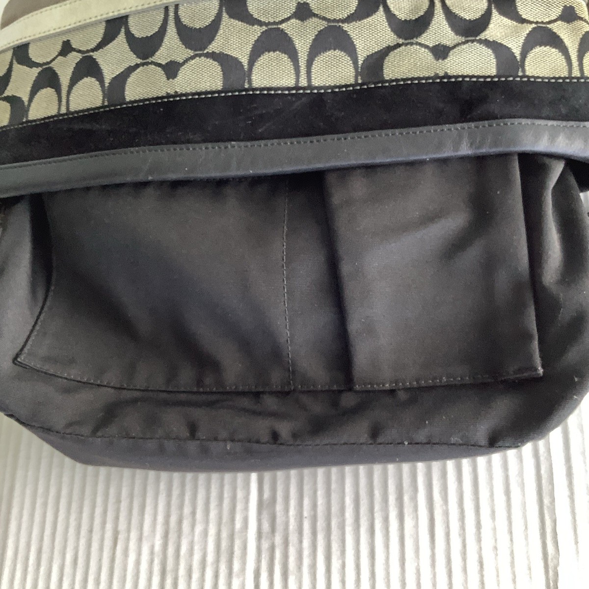 Coach F11528 Y2K Signature C Canvas & Leather Black Striped Hobo