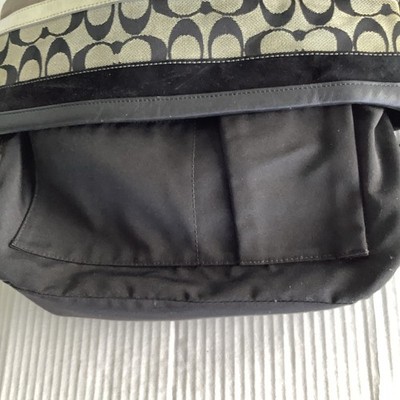 Coach F11528 Y2K Signature C Canvas & Leather Black Striped Hobo