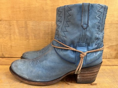 Sendra Western Biker Blue Leather Boots Shoes Size 41/ US 10 / UK 8