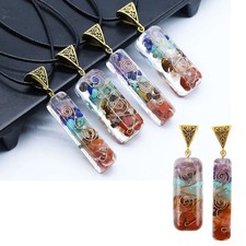 Natural Stone Orgonite Pendant 7 Chakra Healing Energy Reiki Unisex Necklace