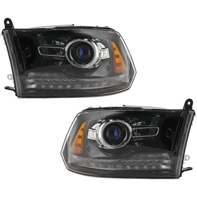 Fits RAM 1500 FULL SIZE P/U 13-18 HEAD LAMP RH AND LH, Assembly, Halogen, Projec