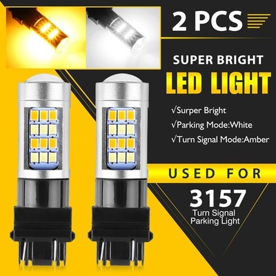 2x 3157 3156 LED Turn Signal DRL Light Bulbs White Amber Switchback 4157na 3457a