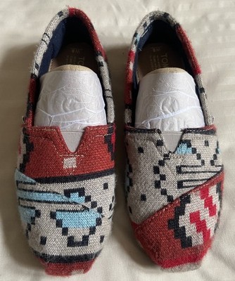 Toms Classic GrayRed Aztec Southwestern Slip on Shoes Loafers - Women's Size 8