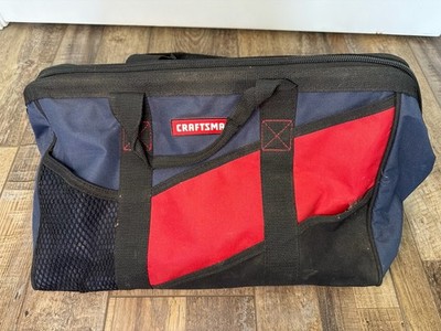 Craftsman Tool Bag 17x10x10 Heavy Duty Zippered Utility Tote Red Blue