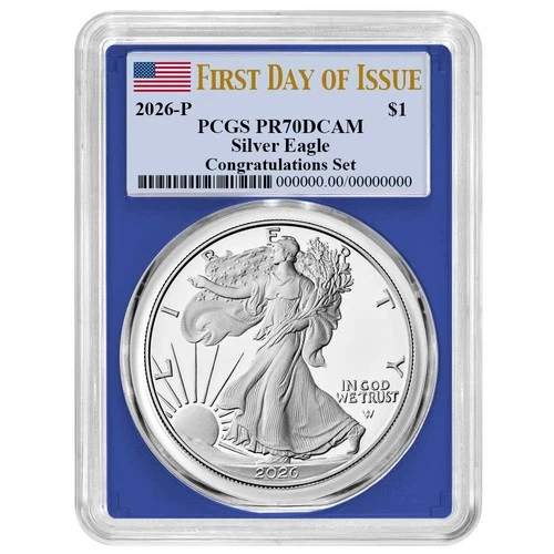 2026-P $1 1-oz Proof American Silver Eagle Congratulations Set PCGS PR70DCAM