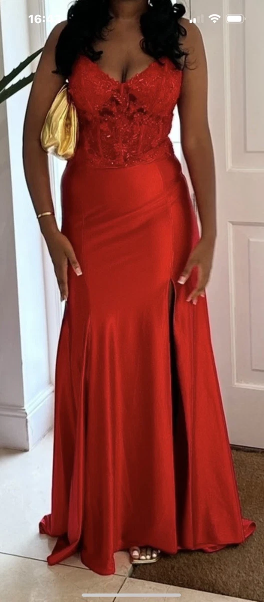 open lace back dress Red Strapless Tight Long Dress With Gathering At The Sides main image 0