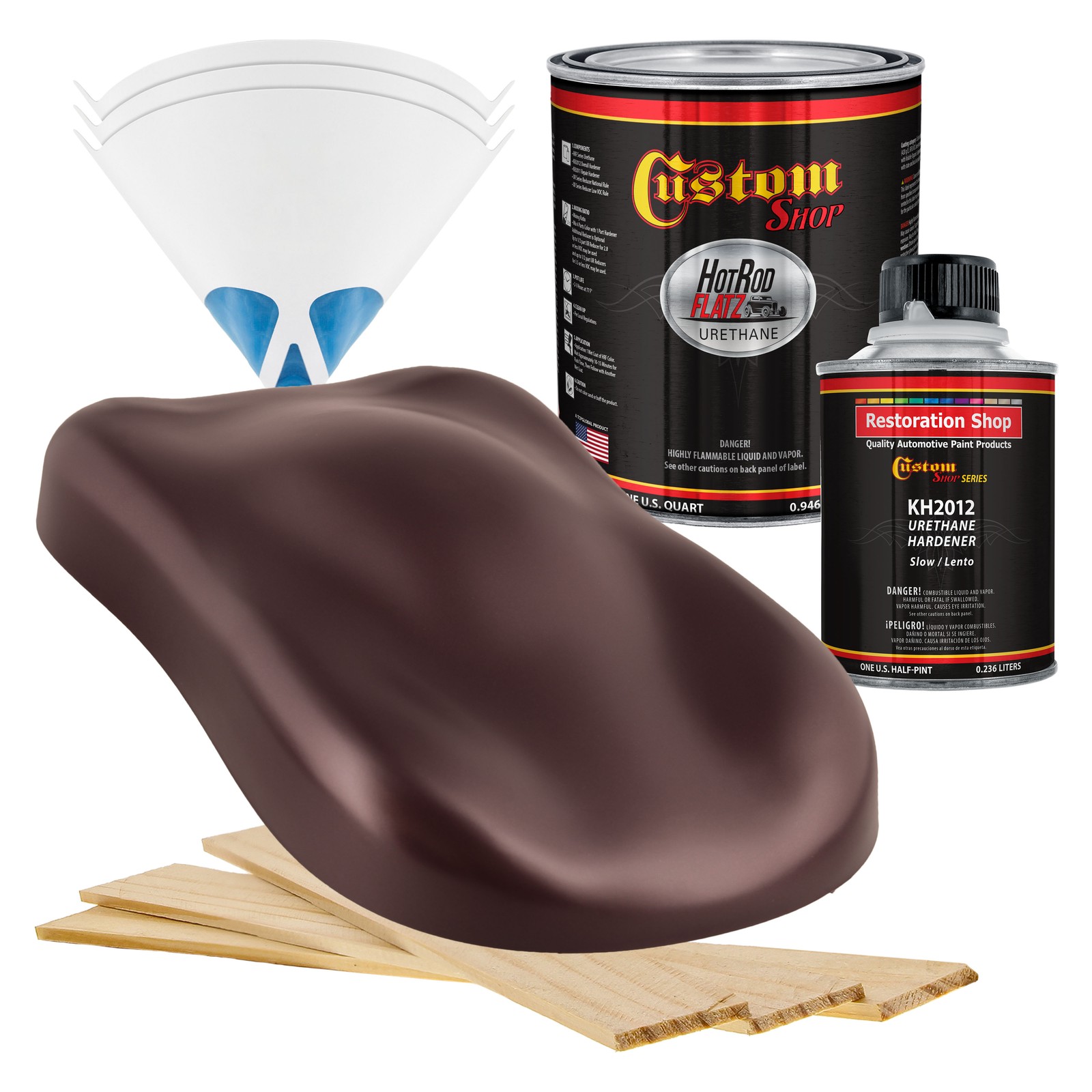 HOT ROD FLATZ Vintage Burgundy Pearl Quart Kit URETHANE Flat Auto Car Paint Kit