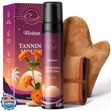 VIVITAN Self Tanner Mousse Kit - 250mL XL and Mitt and Strap | 1-Hour Express