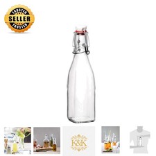 Reusable 8.5 oz Swing Top Beverage Bottle - Clear Glass with Stylish Finish