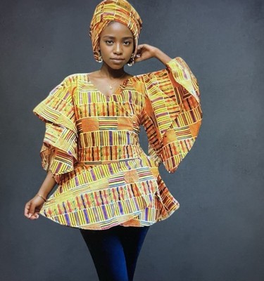 Wrap Blouse Kente With Headwrap
