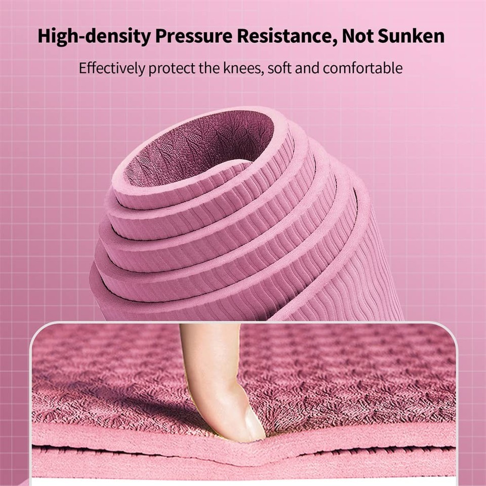 Tapis De Yoga épais 12 Mm Antidérapant - Grand Format 183x60 Cm Avec Sangle - Pour Gym, Pilates, Fitness