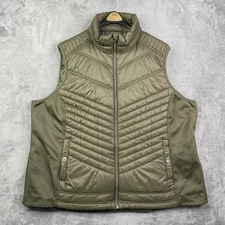 Michael Kors Puffer Jacket Mens 3XL Vest Green Ribbed Full Zip Soft Shell Ski