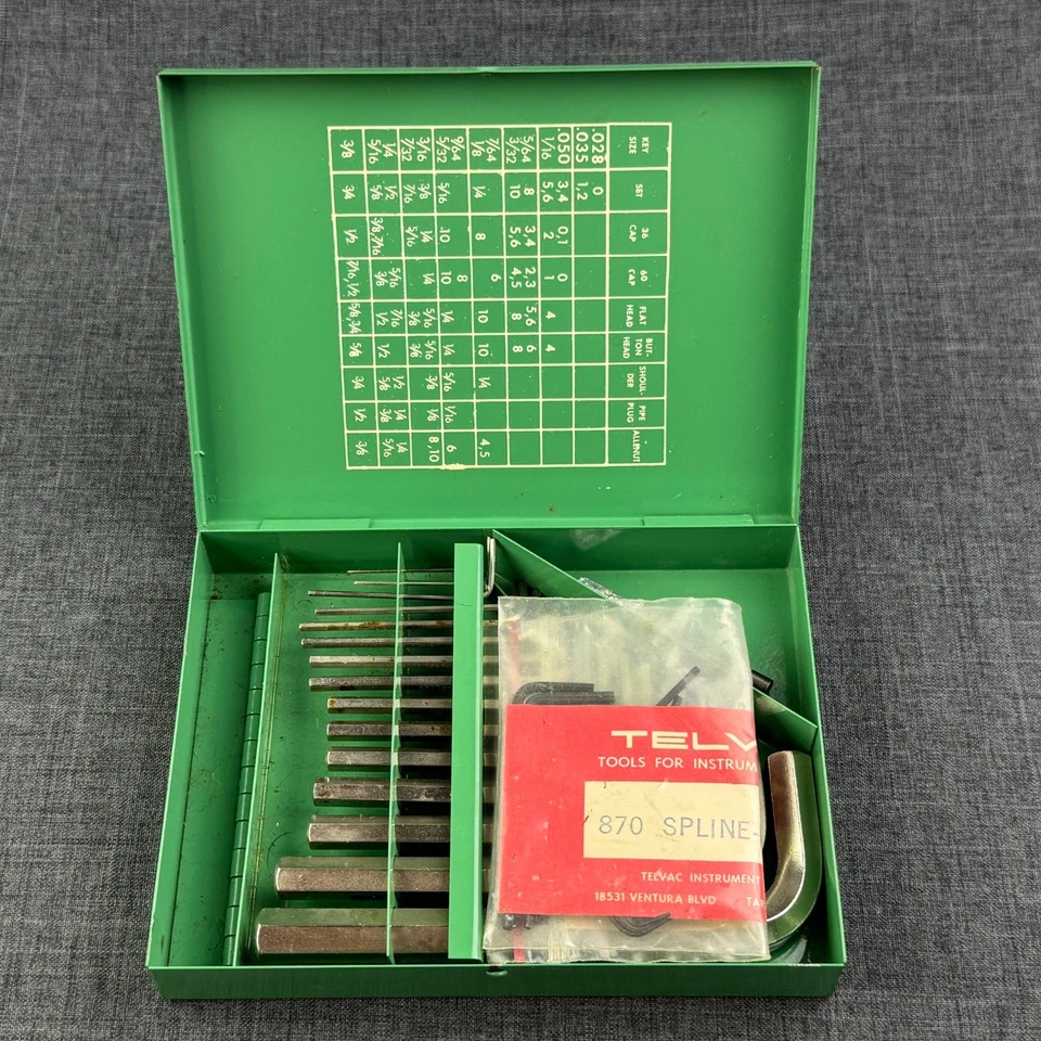 Juego de llaves hexagonales Allen Head Nº 668 vintage con estuche metálico completo + extras 27 piezas Foto 3 de 4