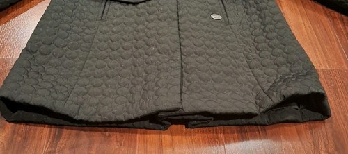Womens Black Quilted Hearts Full Snap Down BETSEY JOHNSON Winter Coat Size Small - Picture 2 of 24