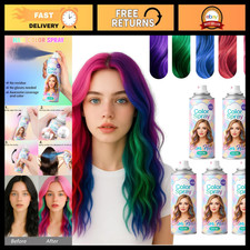 5PC Washable Hair Color Spray Set - Pink, Red, Purple, Blue, Green for Parties &