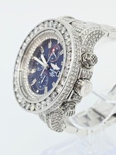 Custom Breitling A13370 Super Avenger XL Blue 48MM Steel Diamond Watch 18.60ct 5