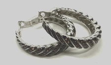 Smoky Topaz Hoop Earrings Sterling Silver Boho Southwest Pave  