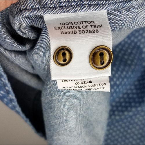 L.L. Bean Signature Women’s Size 0 Chambray Print Popover Top Faux Leather Trim - Picture 5 of 8