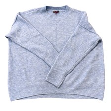 Vince Camuto Womens Light Blue Crew Neck Oversized Knit Sweater Small Seam Front