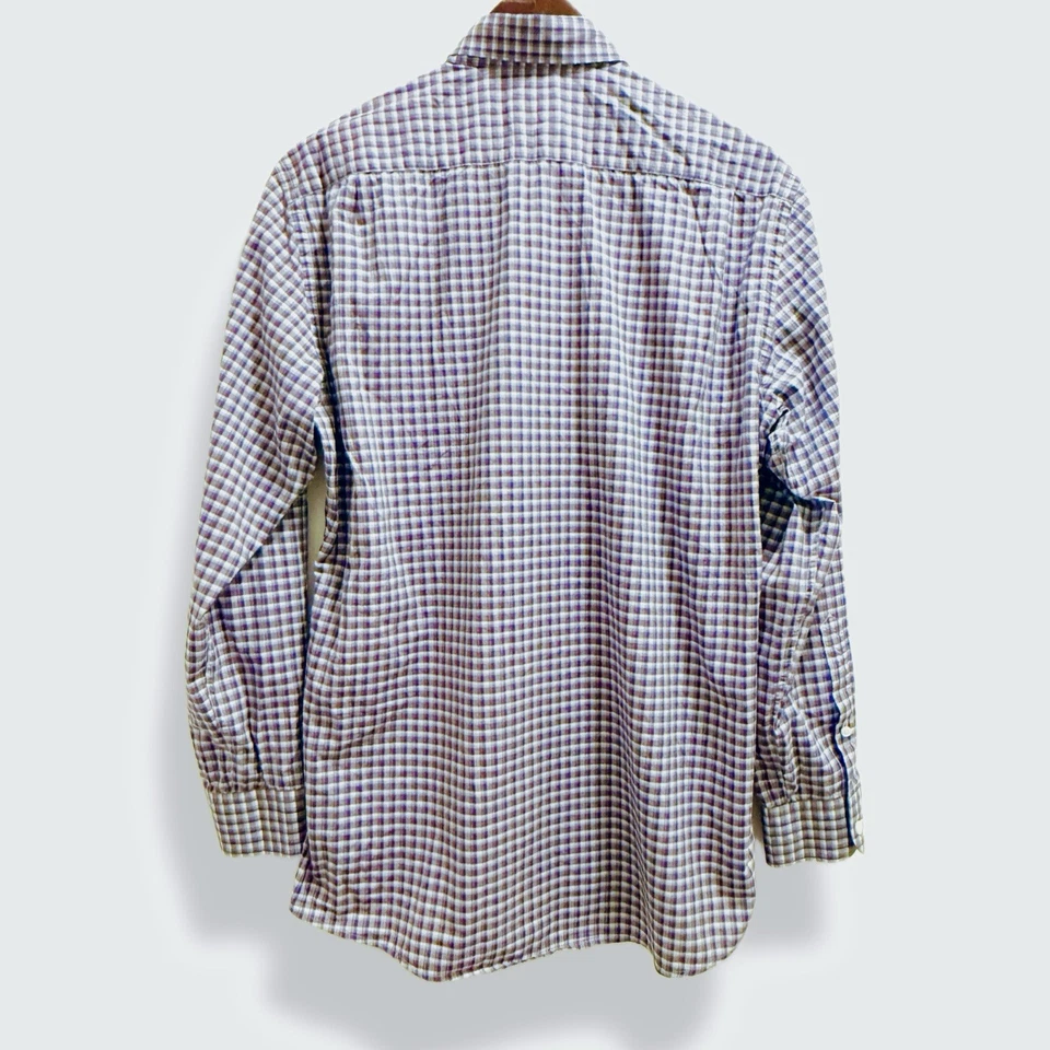 CAMISA ERMENEGILDO ZEGNA PÚRPURA A CUADROS A RAYAS 100% ALGODÓN TALLA MEDIANA Foto 2 de 4