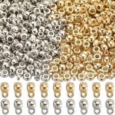 SUNNYCLUE 1 Box 400Pcs Bail Beads Charms Bails Small, Gold, Silver