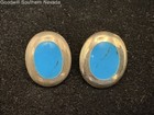 22mm Vintage-Inspired Oval Stud Earrings with Turquoise-like Stone — photo 4