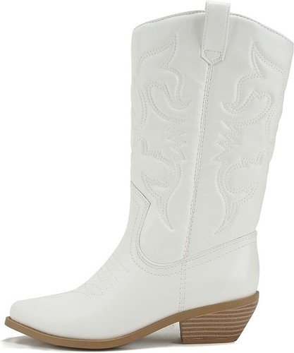 Soda RENO Women Western Cowboy Pointe Toe Low Heel Knee High Pull On Tabs Boots - Picture 54 of 69