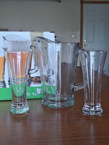 Libbey 7pc Beer Set In Original Box 60 Oz Pitcher & 6 Pilsner glasses 11.5 Oz. - Picture 5 of 21