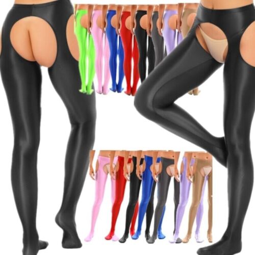 Sexy Women's Glossy Opaque Pantyhose Shiny Hollow Out Tights Yoga Sports Pants - Picture 1 of 65