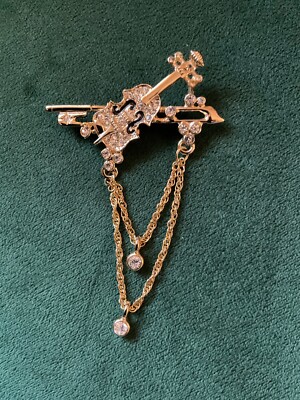 Vintage Brooch Violin Viola Cello Musical Instrument Gold Tone with ...