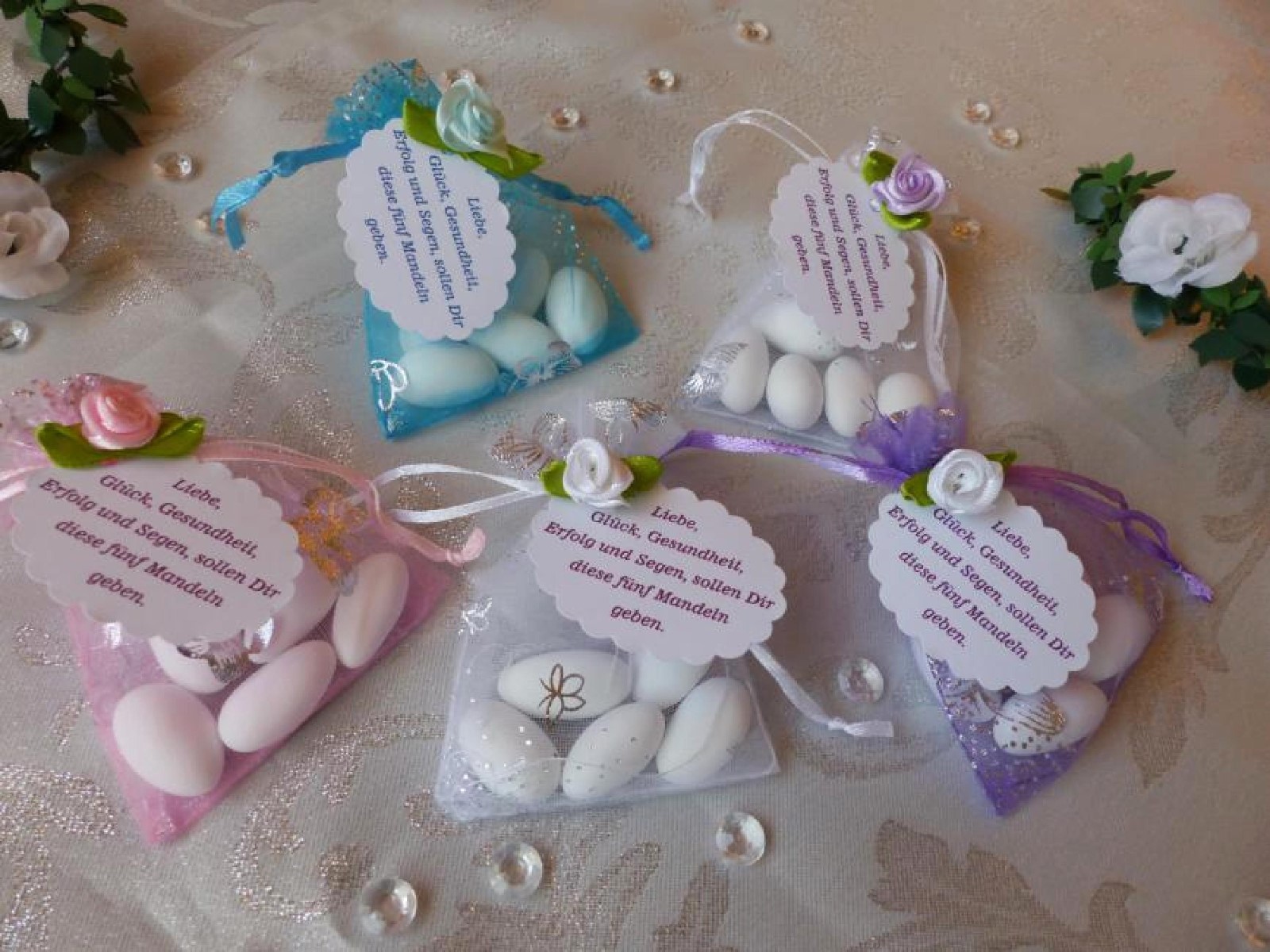 Gastgeschenke mit Mandeln Hochzeit Kommunion Konfirmation Taufe Mandelspruch