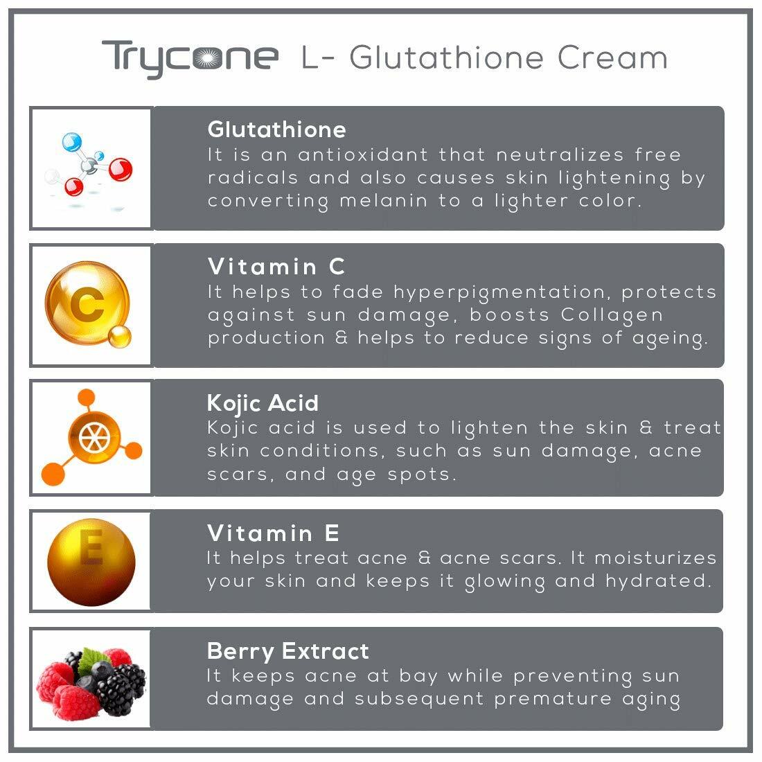l-glutathione cream uses Trycone L- Glutathione Cream for Skin Whitening, Anti Ageing and Glass  Skin, Enr